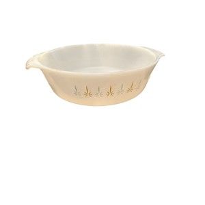 Fire King Anchor Hocking Casserole Dish Atomic Str Candle‎ Glow 437 1.5Qt